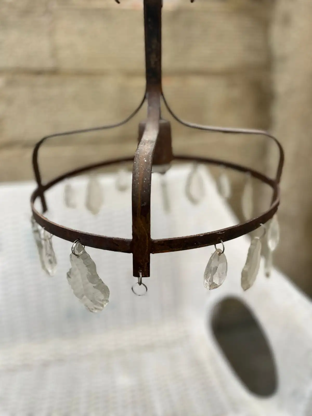 Lámpara colgante en óxido con caireles de vidrio 32 cm de diámetro
