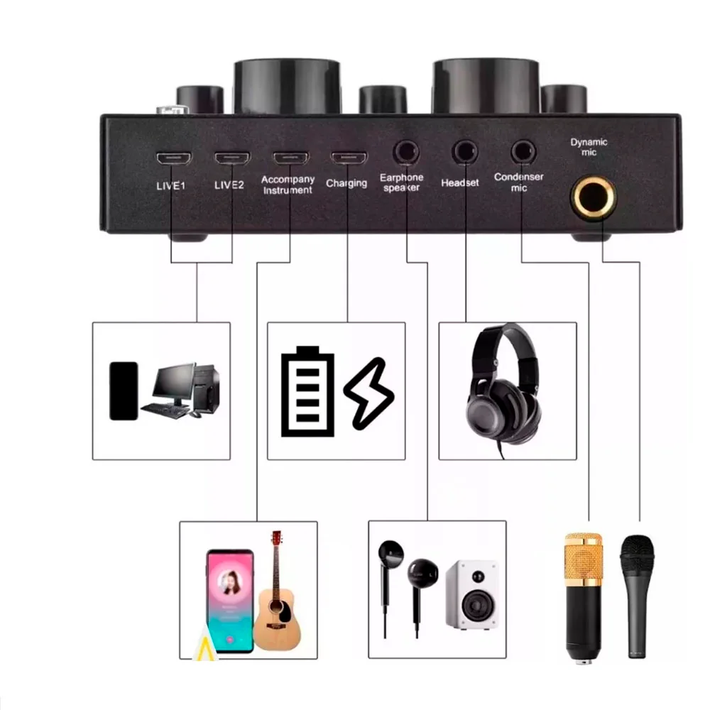 Micrófono Con Tarjeta De Sonido Profesional  2