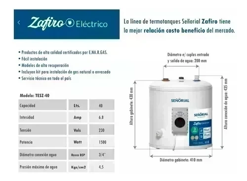 Termo Eléc Señorial 40 lts 4