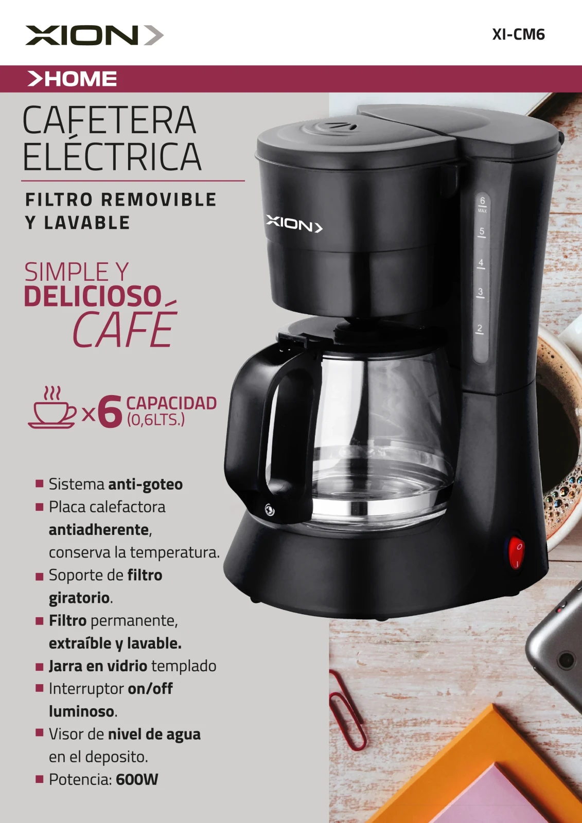 Cafetera de Goteo 6 Tazas XION 2