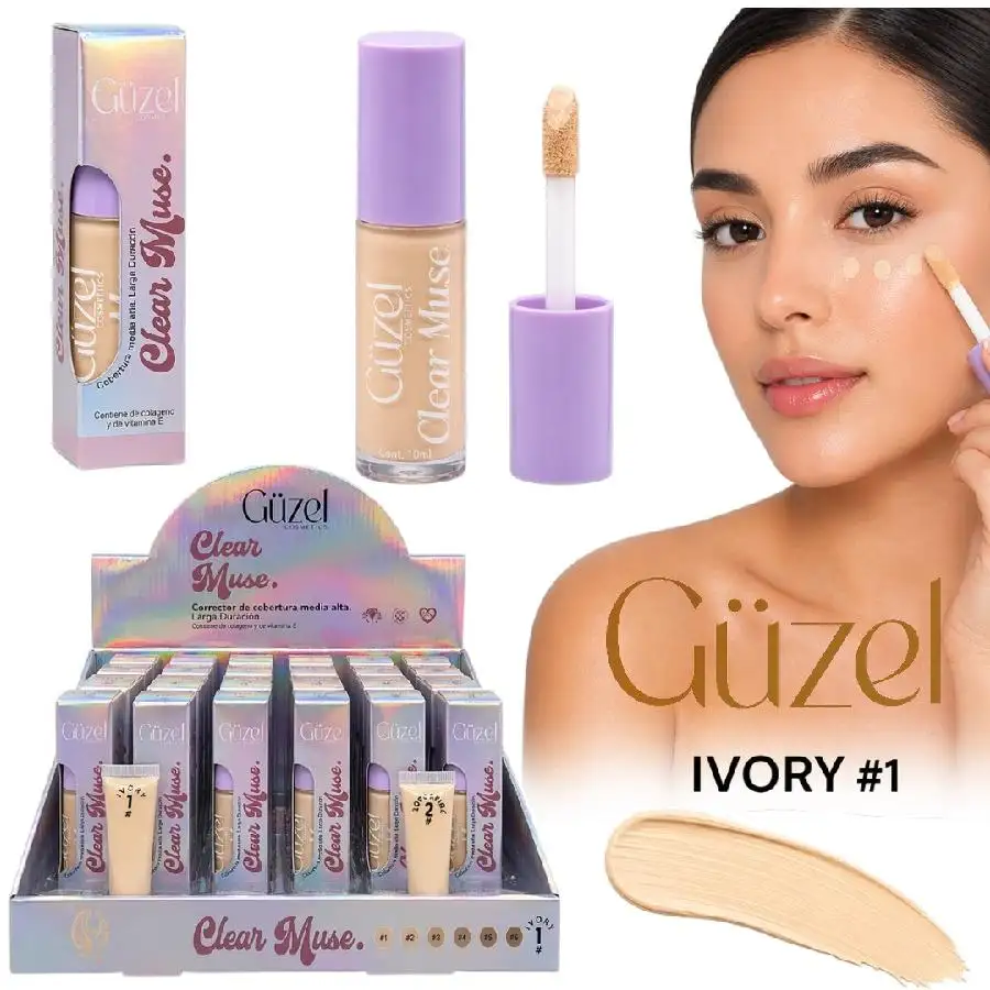 Corrector líquido clear muse tono #1 ivory guzel