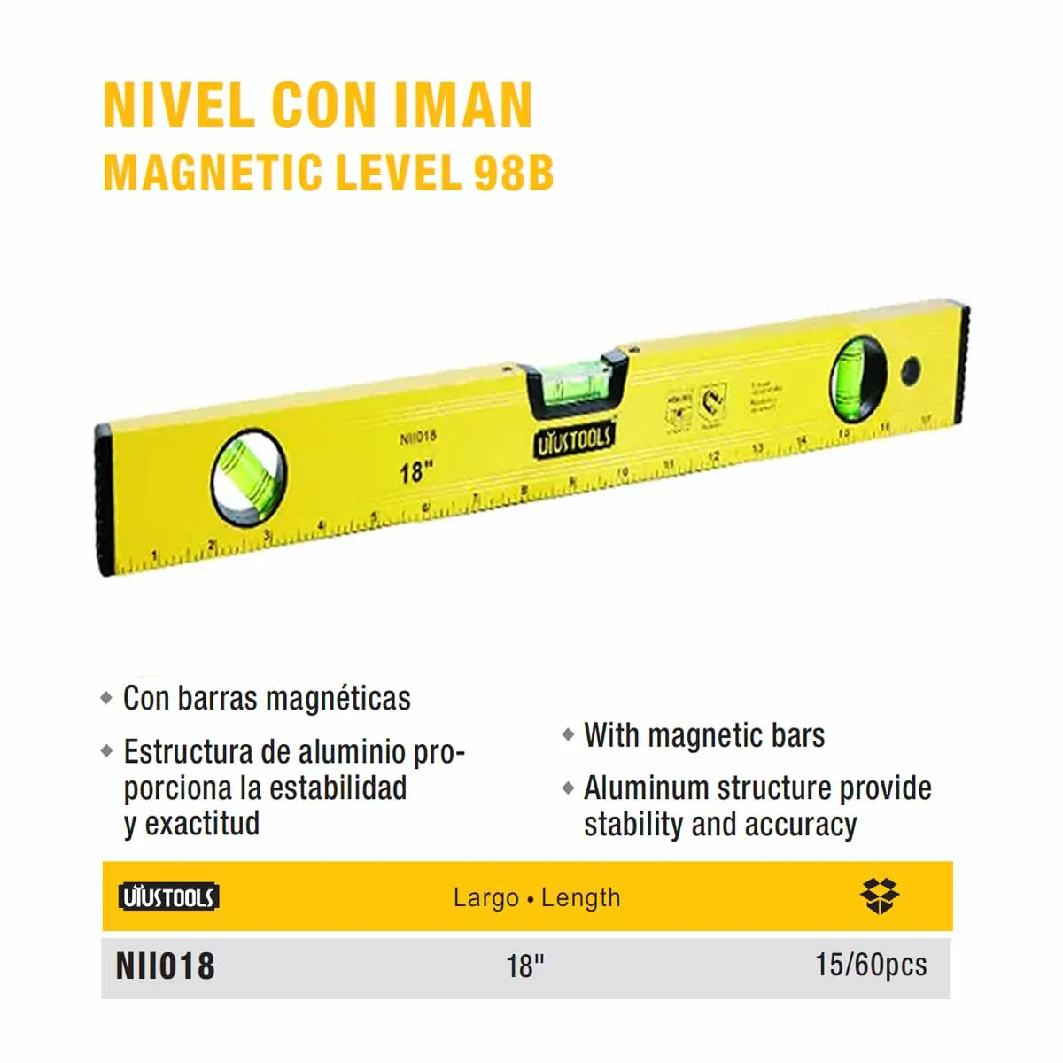 NIVEL CON IMAN UYUST 18" 450 mm