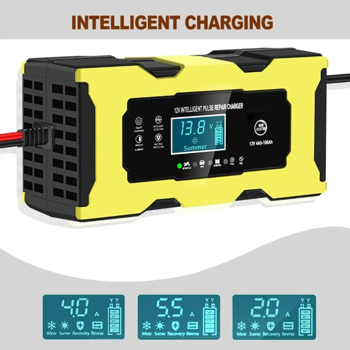 Cargador Inteligente Bateria 12V y 6V Auto Moto Pantalla LCD Protecciones