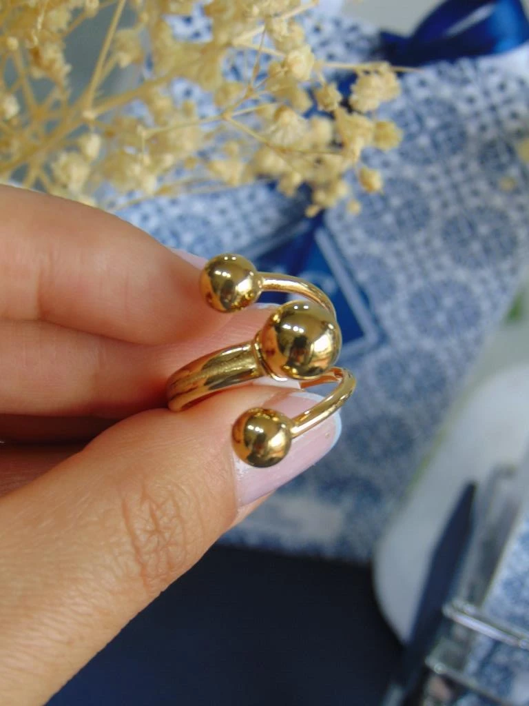 ANILLO ACERO DOR PUNTAS BALINES TALLAS 3