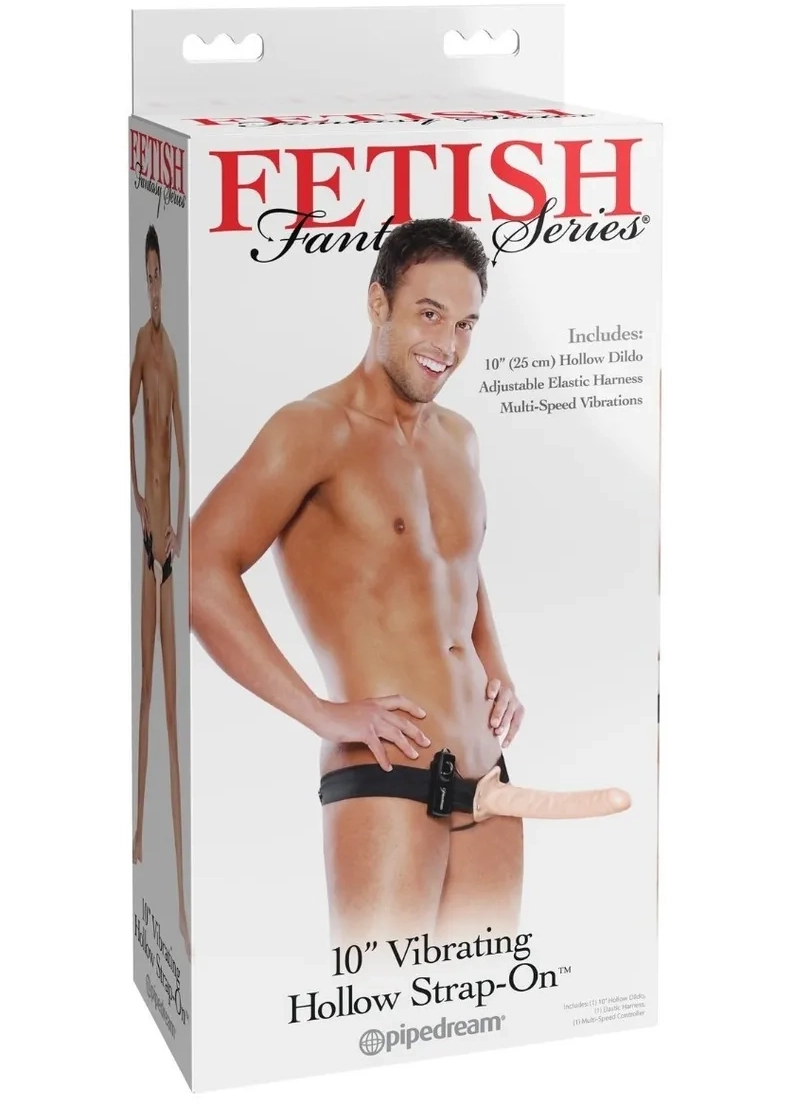 10" Vibrating Hollow Strap-On Fetish