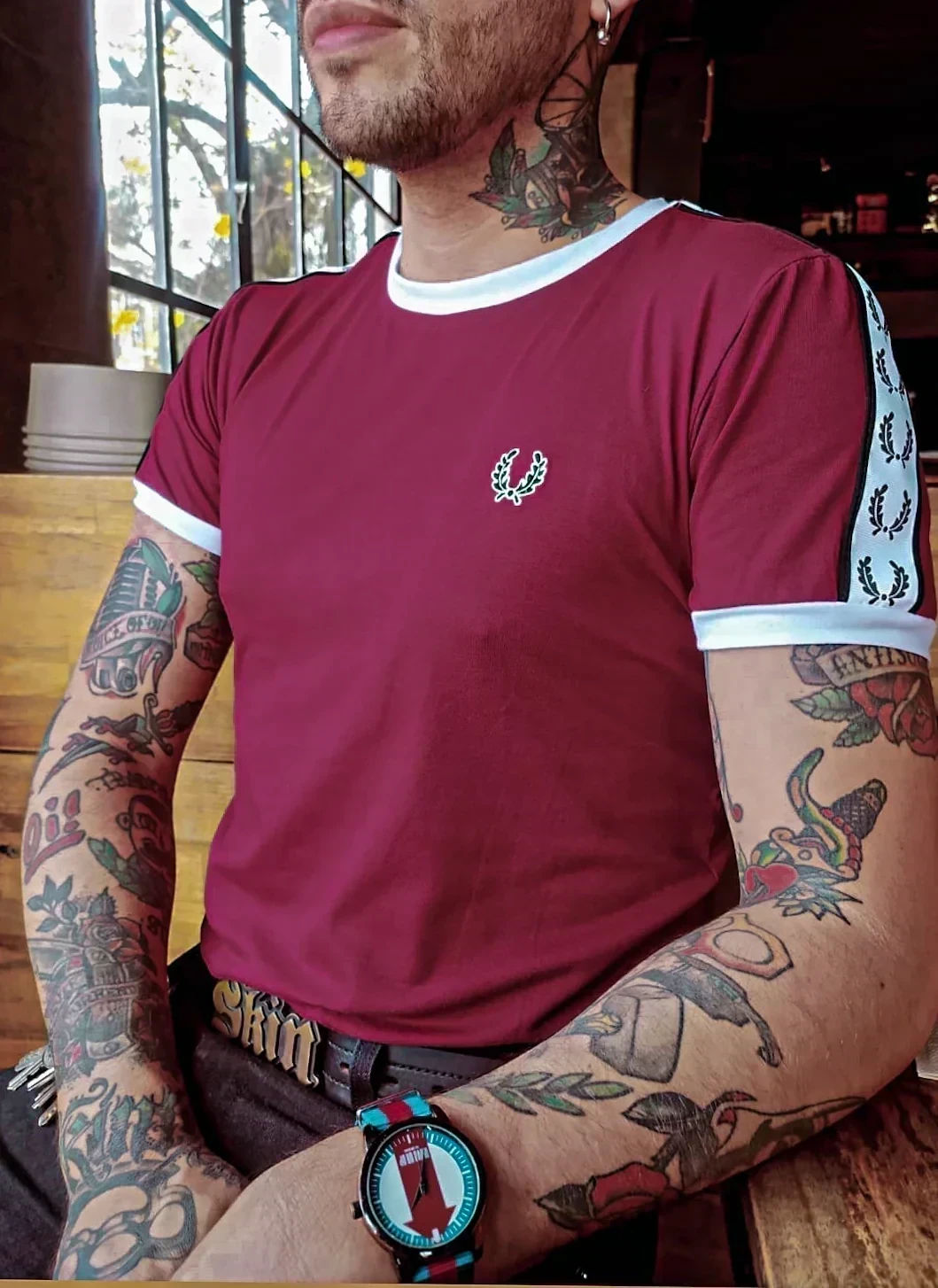 Camiseta algodon vinotinto 