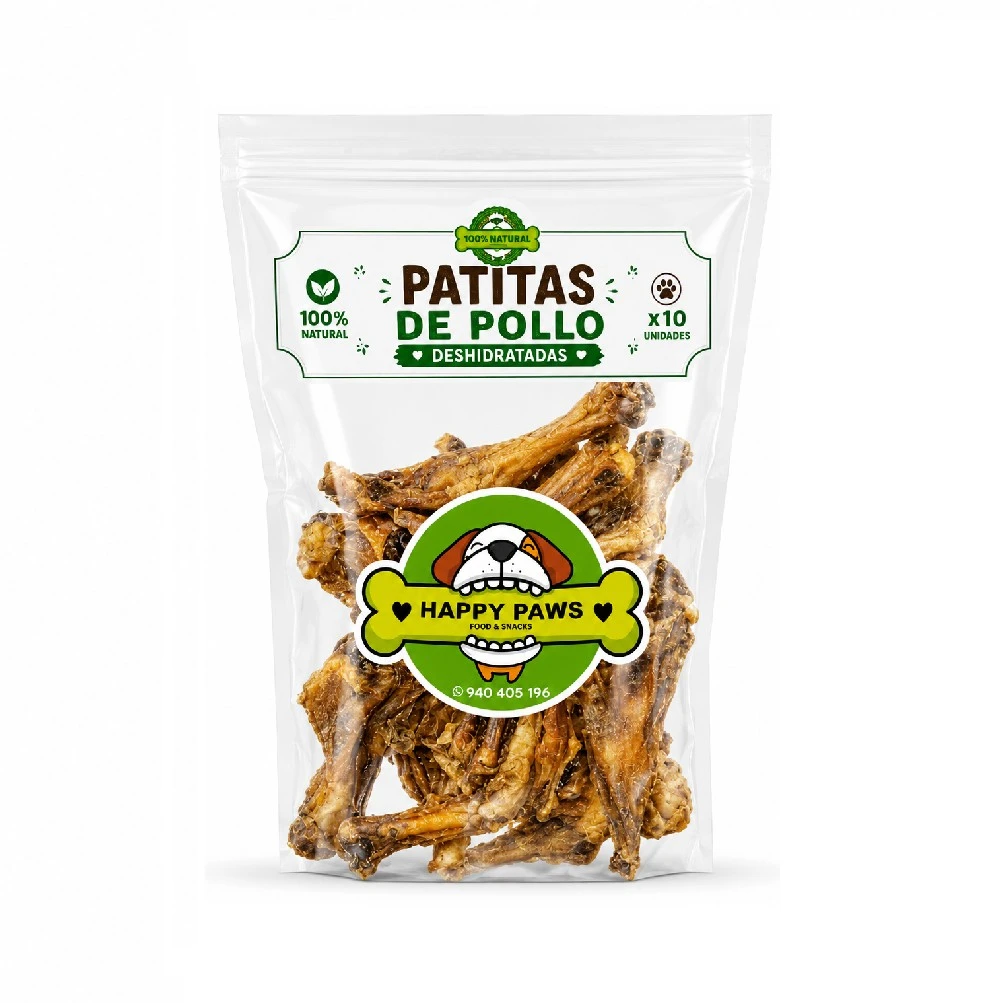 Snack Patas De Pollo Deshidratadas Para Perros X 10 Unidades Happy Food
