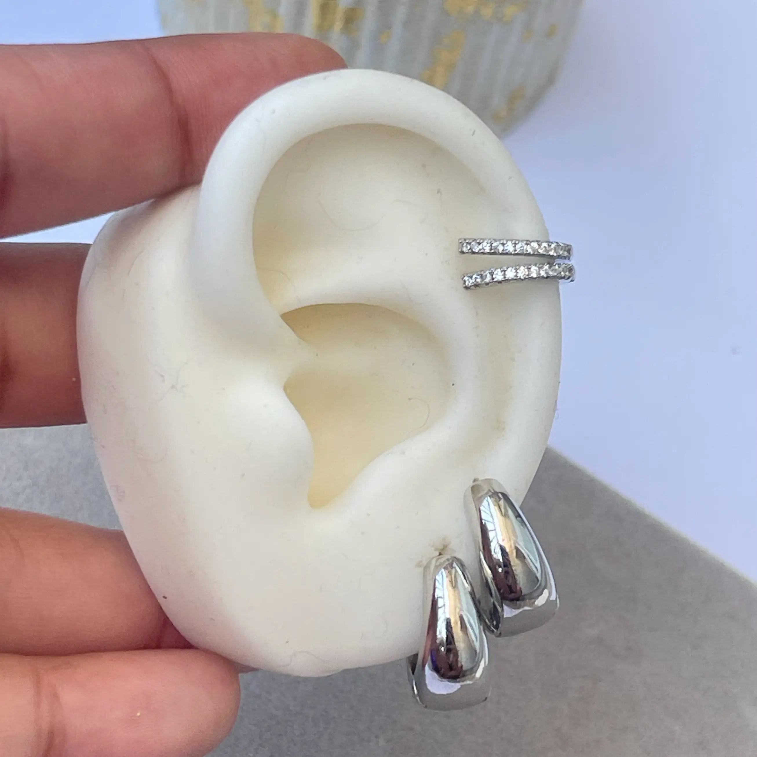 EARCUFF DOBLE PLATEADO