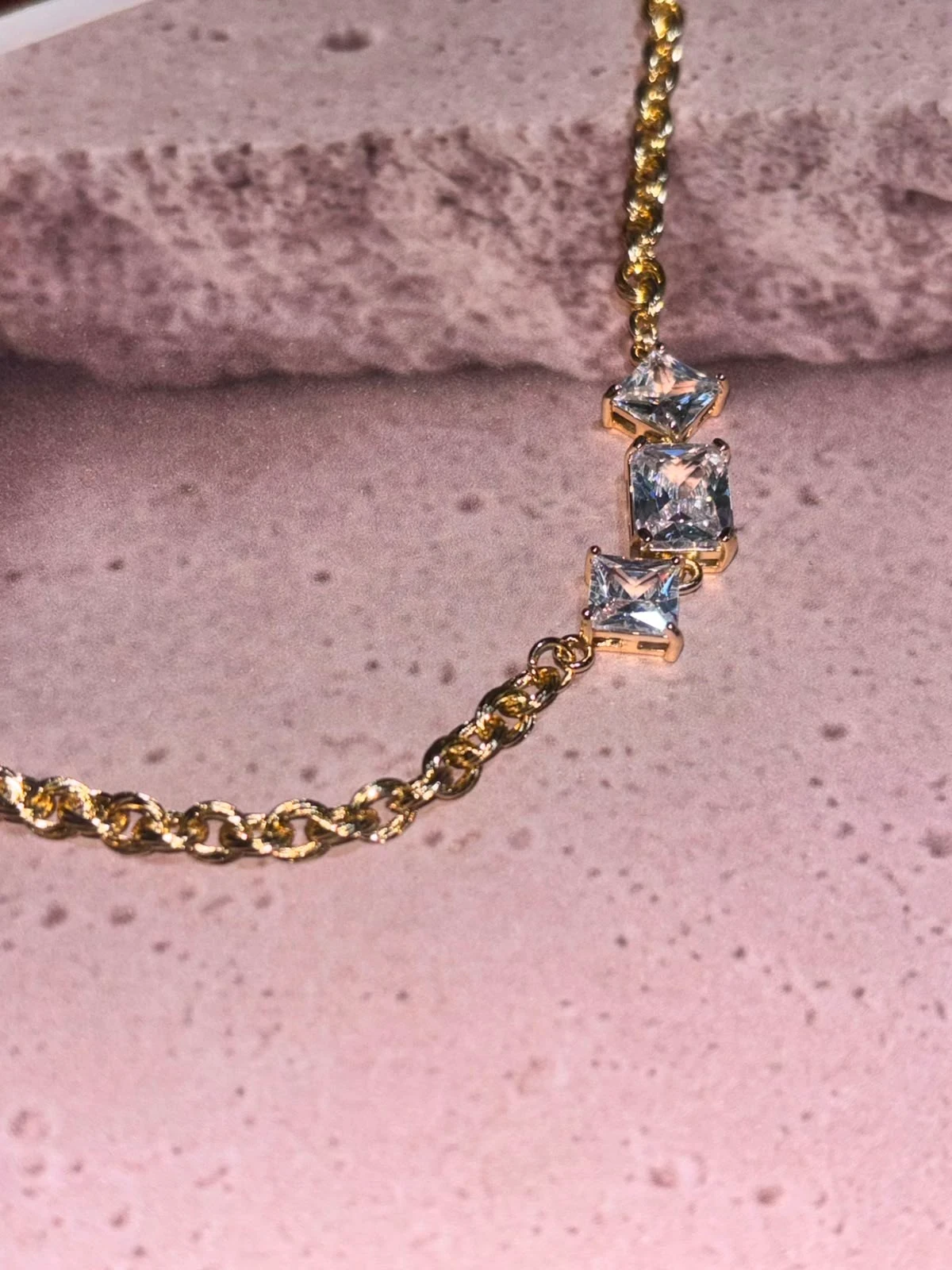 pulsera circón oro doble laminado 