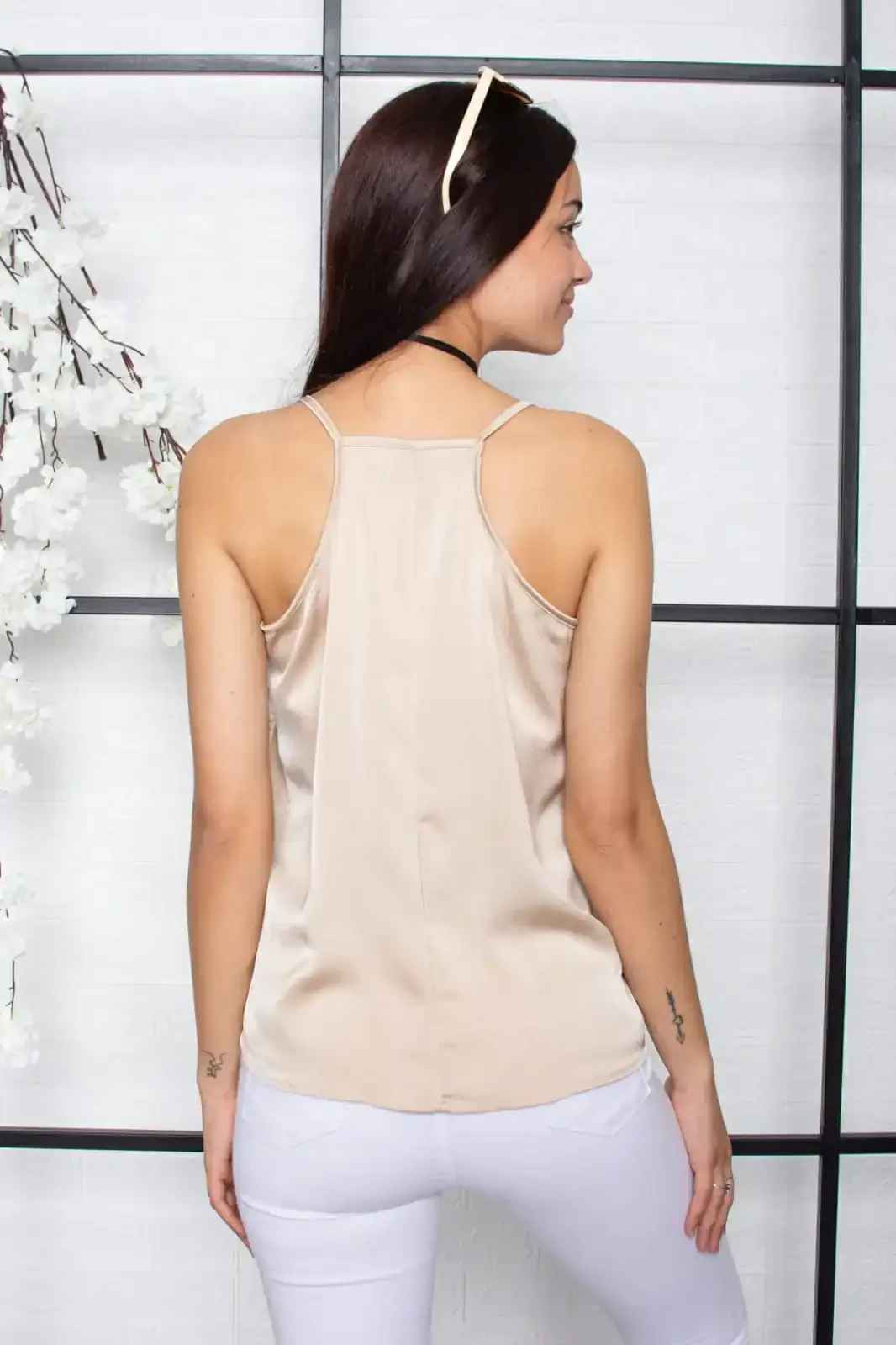 Musculosas saten scote V  2
