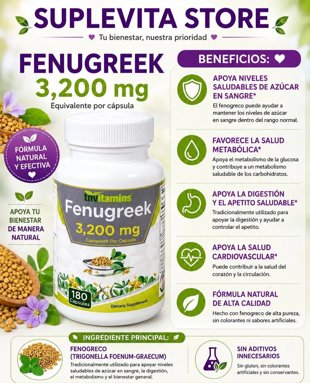 Fenugreek 3,200 mg (TNVitamins)