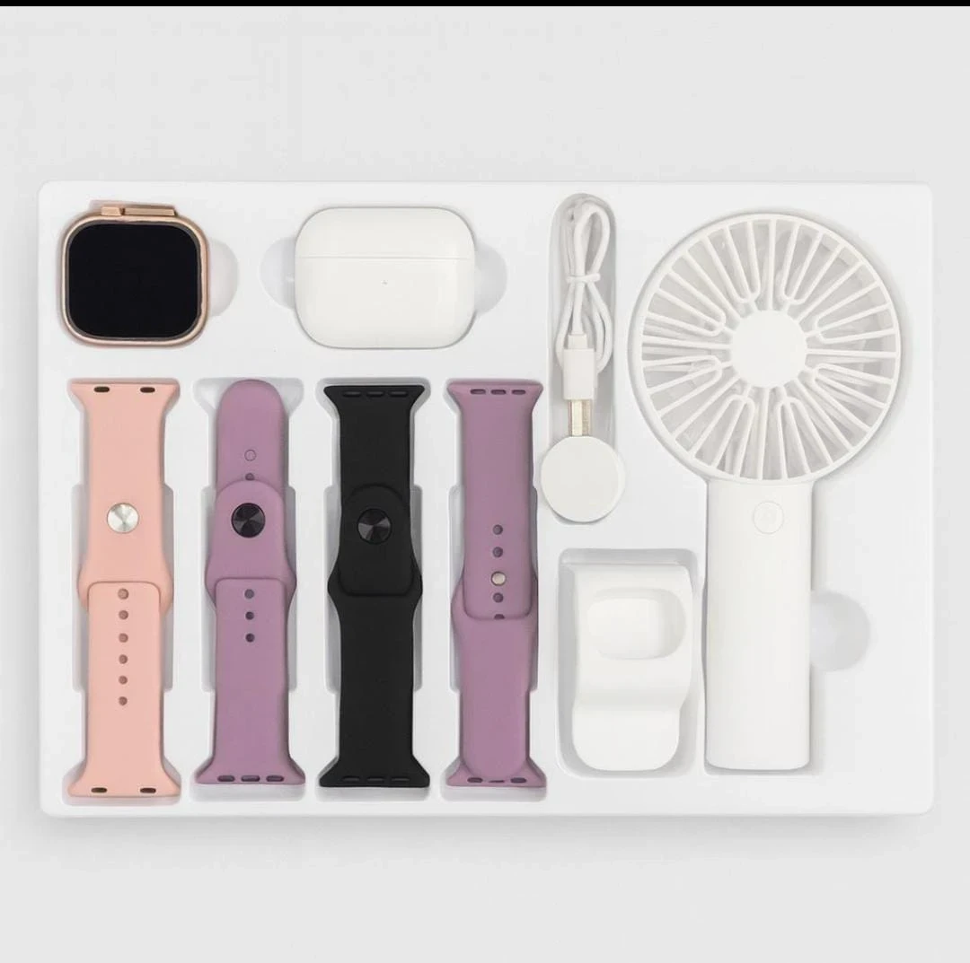 SMARTWATCH 4 EN 1  + AURICULARES + VENTILADOR PORTÁTIL 