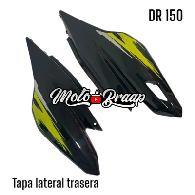 PL DR 150 Tapa lateral trasera negra (par) calcomania amarilla IMTAL263 OKL