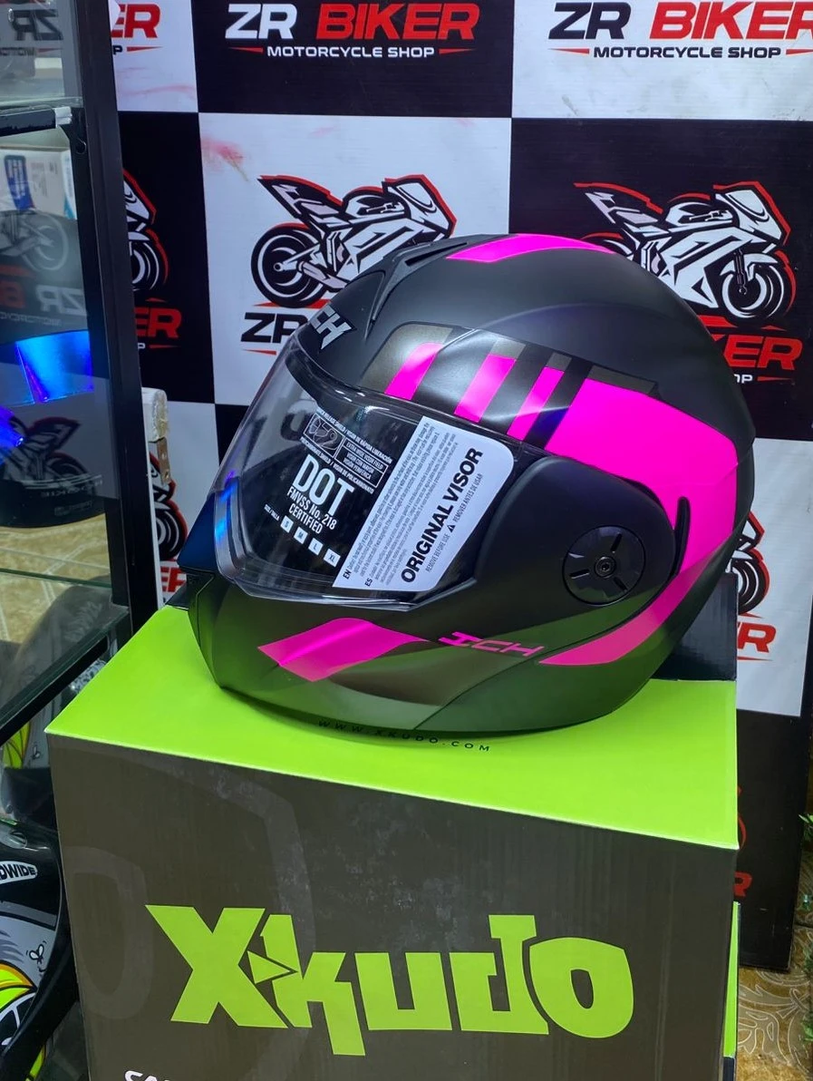 Casco abatible rosa 