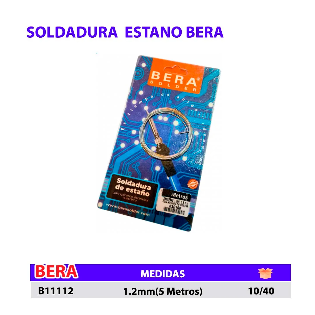 SOLDADURA  ESTAÑO BERA  DIA:1.2 mm 5 Metros