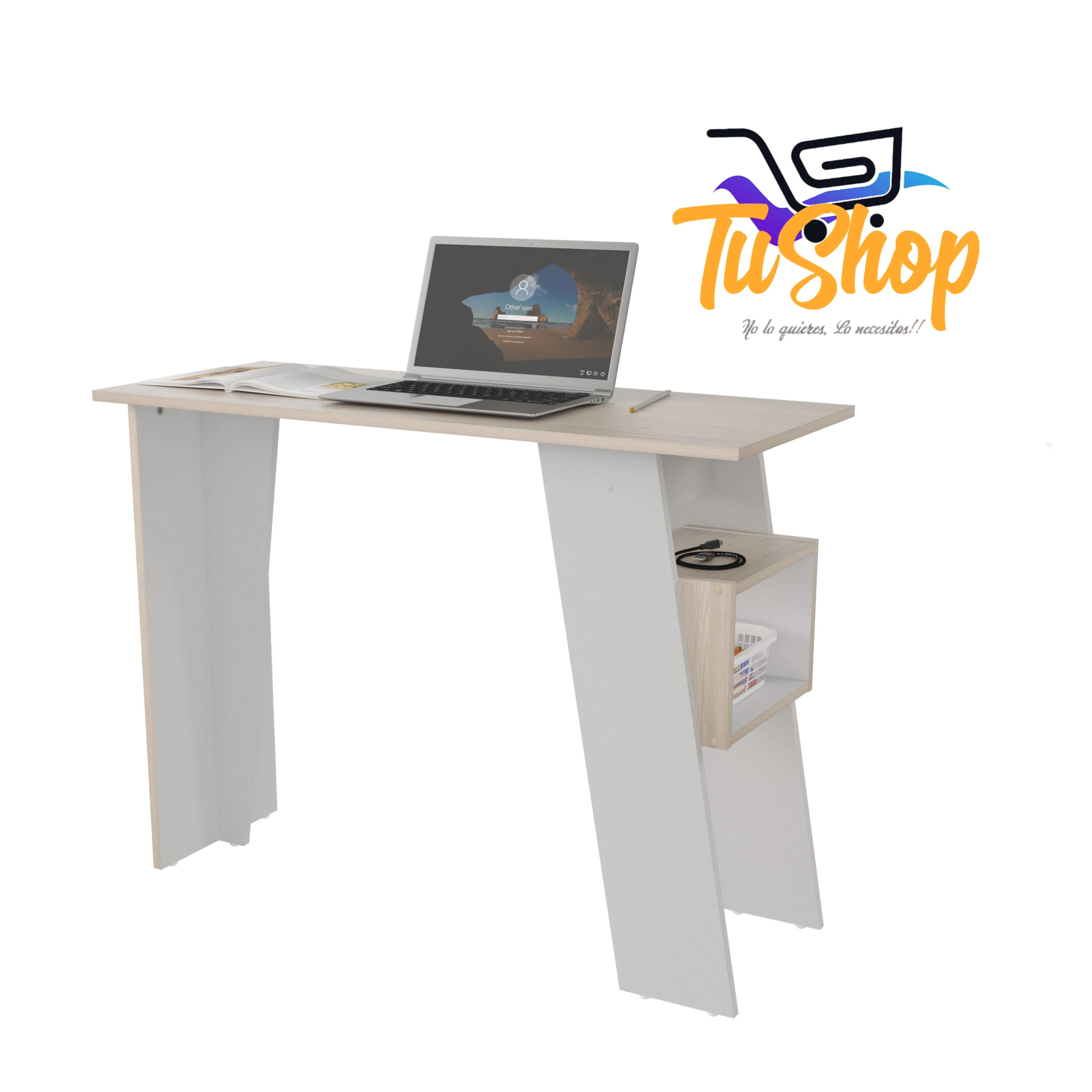 Escritorio Con Repisa Arena Blanco