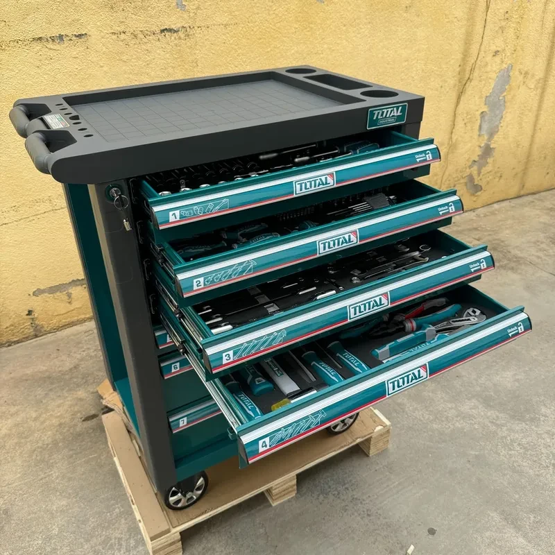 Carro Gabinete Porta Herramientas Total 328 Piezas Set Verde Claro 5
