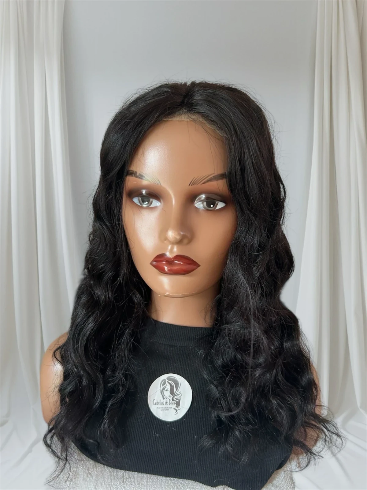 Peluca de cabello humano frontal 4x4  de 18” pulgadas,ondas,  de densidad 180 2