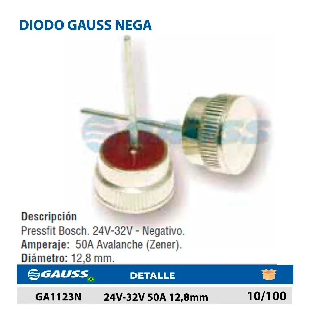 DIODO GAUSS NEGA 24V-32V 50A 12,8mm