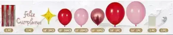 Set guirnalda globos c/cortina bordo c/rosa 58 pcs 2