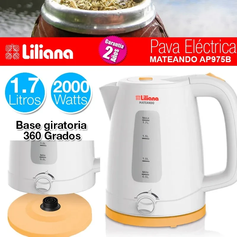 PAVA LILIANA  AP175B Pava Eléctrica Blanca 220V - 240V 1.7L 2