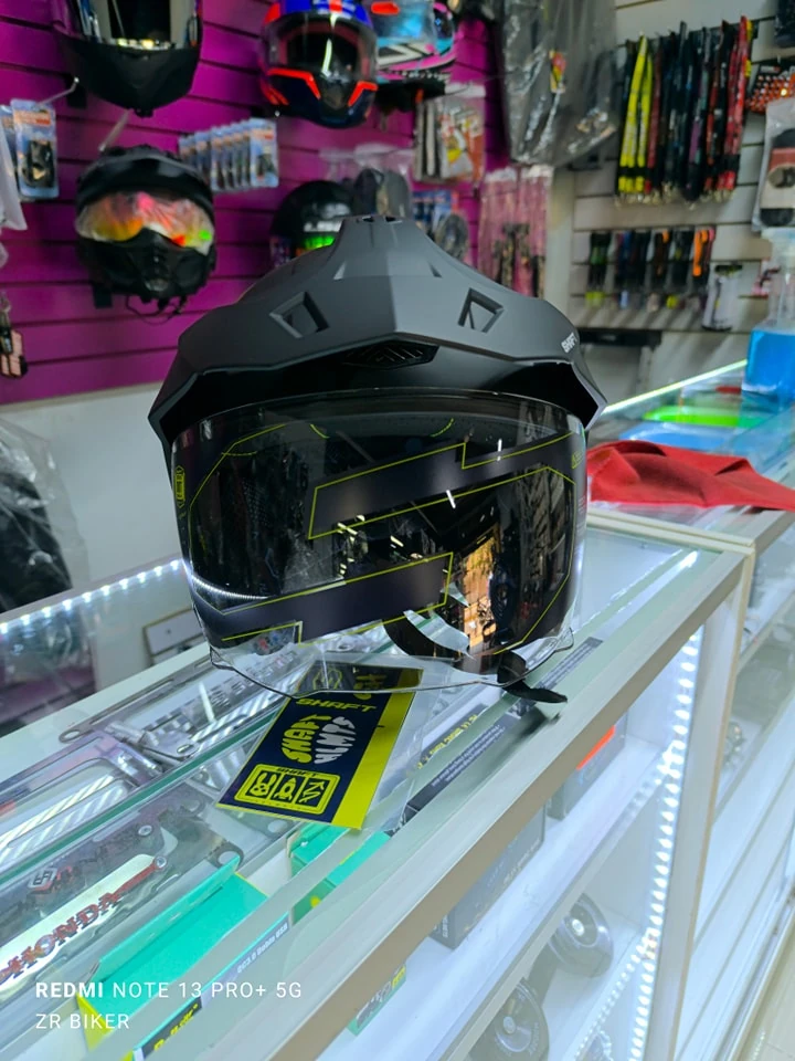 CASCO OPEN FACE SHAFT AZUL VISOR TRANSPARENTE  2