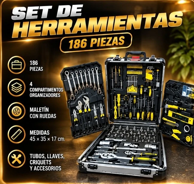 SET DE HERRAMIENTAS GARDENPLUS GP – 186 PIEZAS