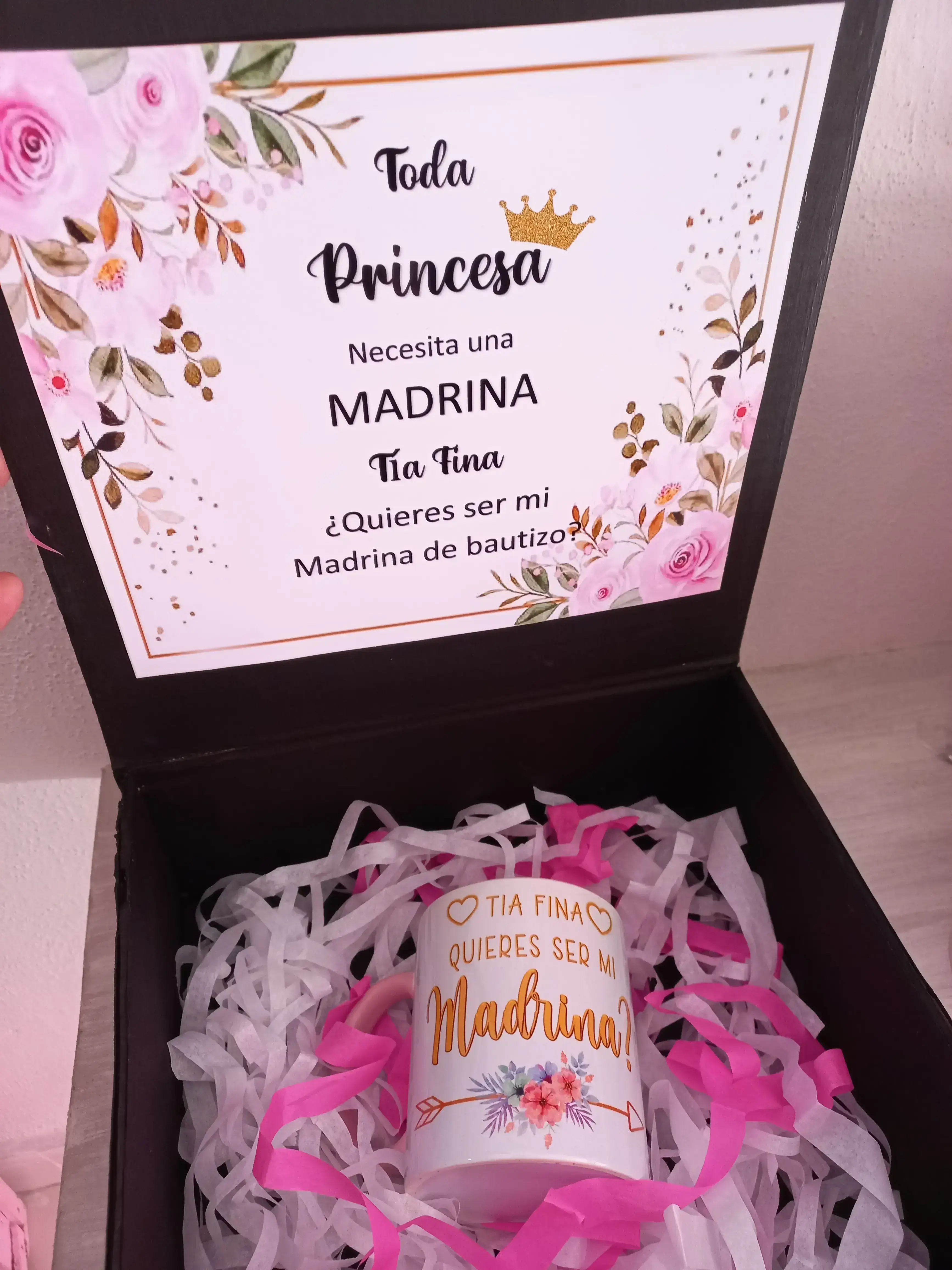 Taza con caja ¿Quieres ser mi padrin@? 2
