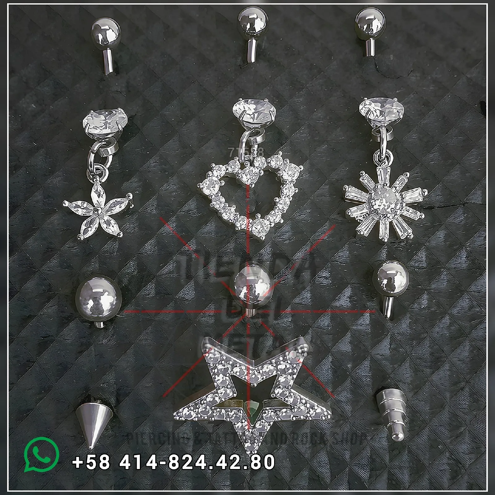 Mini Piercings Navel, Acero quirúrgico ( 8mm/ 1,2 mm ) Brillo y comodidad al Ras