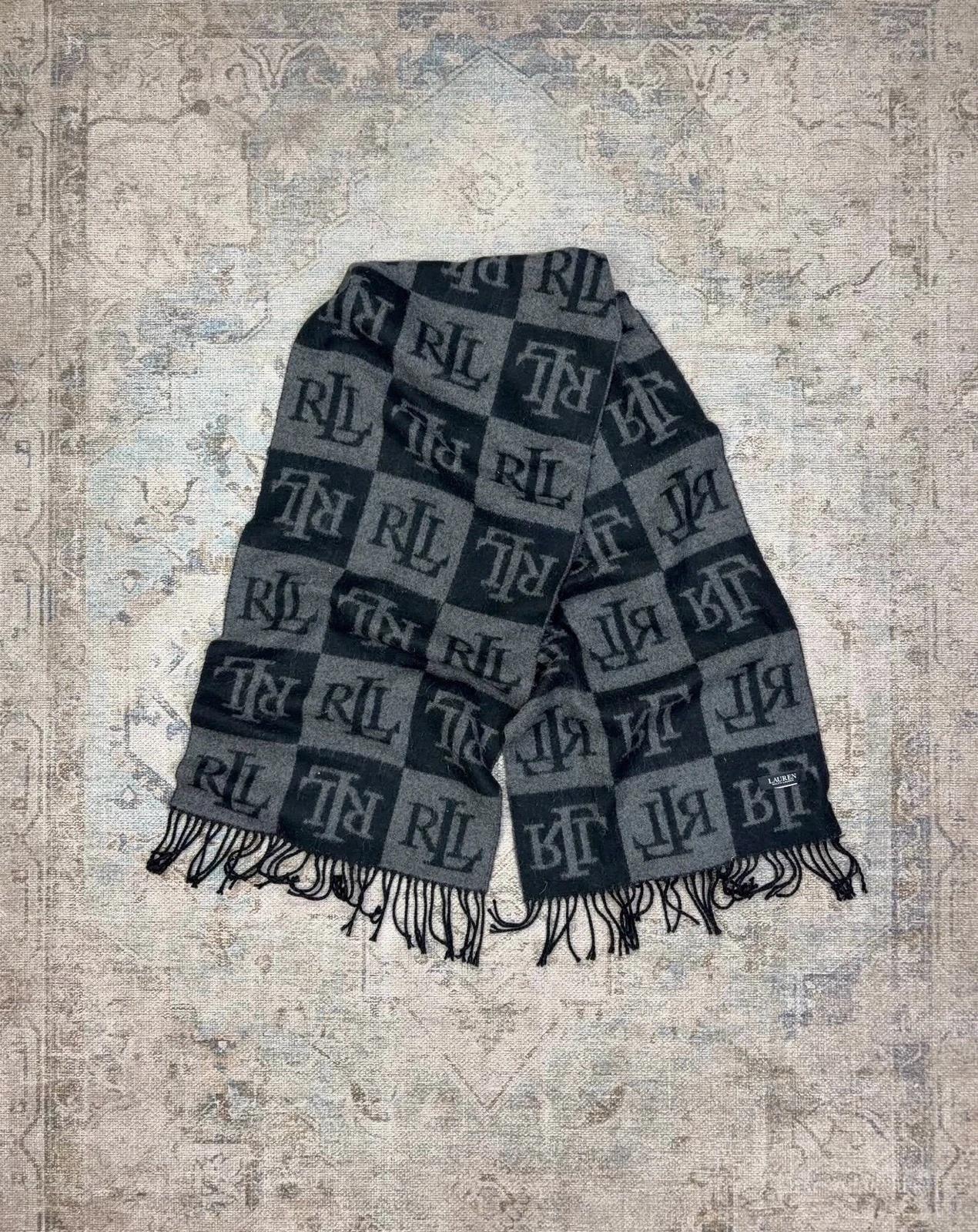 Bufanda de Lana Lauren Ralph Lauren Monograma Checkerboard 
