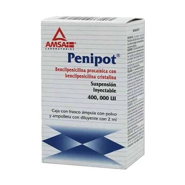 Penipot / bencilpenicilina procaina com bencilpenicilina con cristalina 400,000 ul. Iny