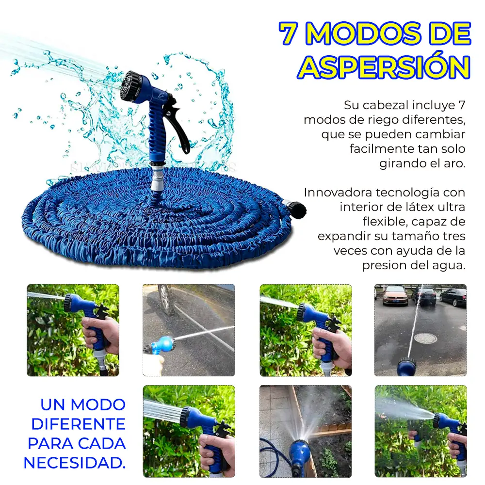 Manguera Flexible Expandible 7.5Mts Con Pistola 