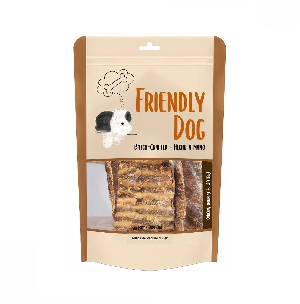 Snacks Deshidratados Para Perros Aritos De Vacuno Grande X 100 Gramos
