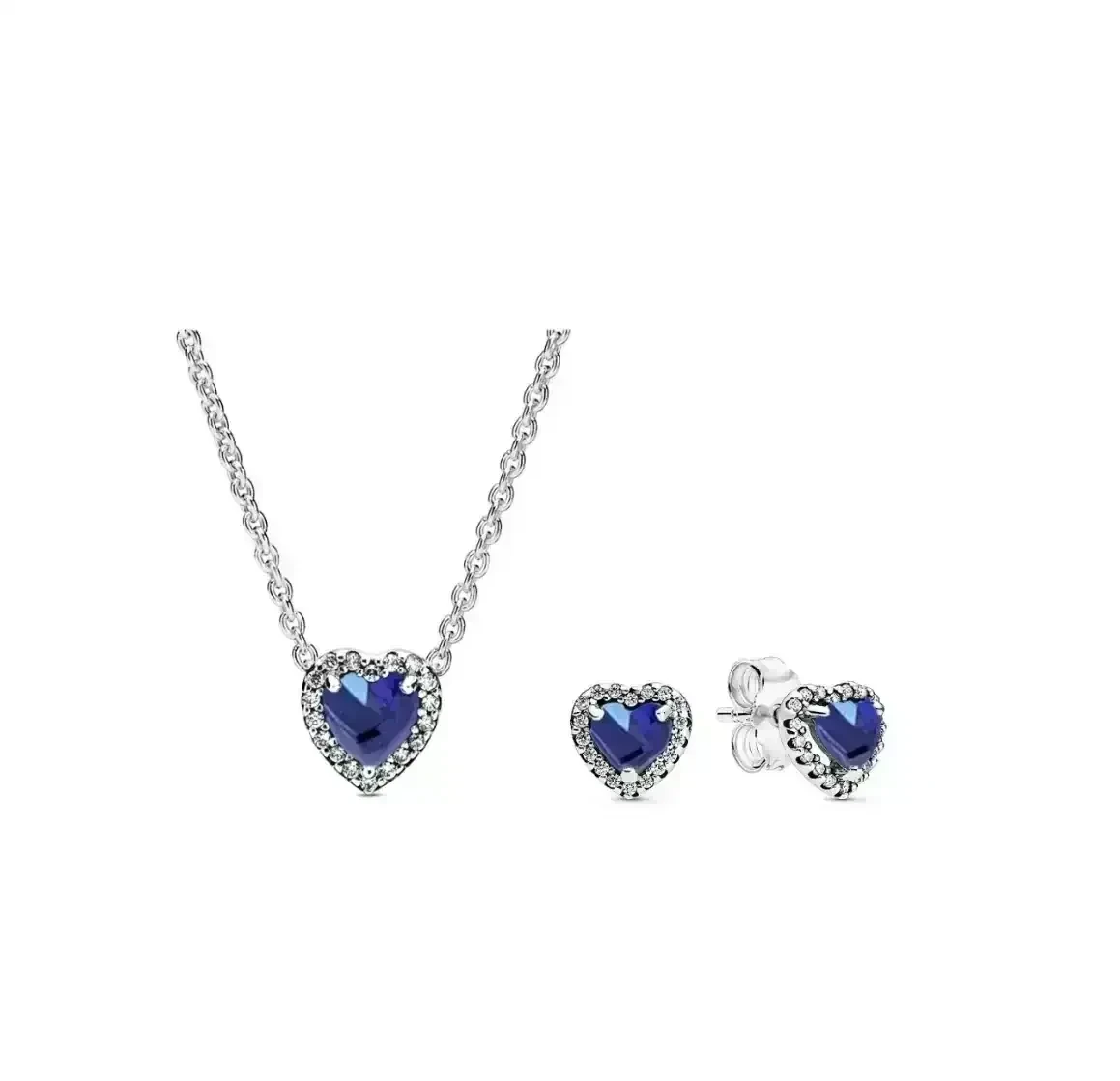 Conjunto Collar Corazón  Relieve Azul 