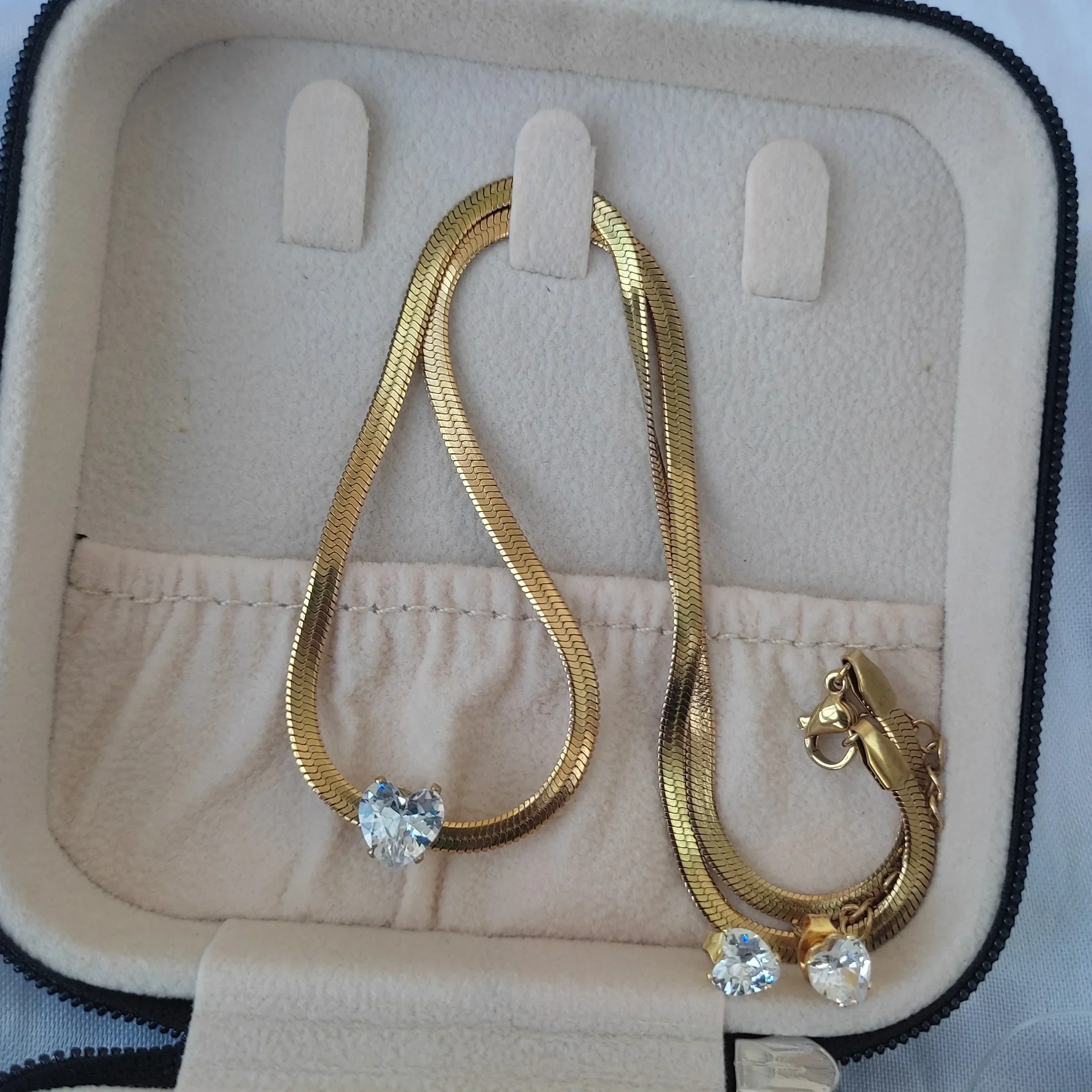 SET TOPOS + CADENA SNAKE LOVE BRILLANTE