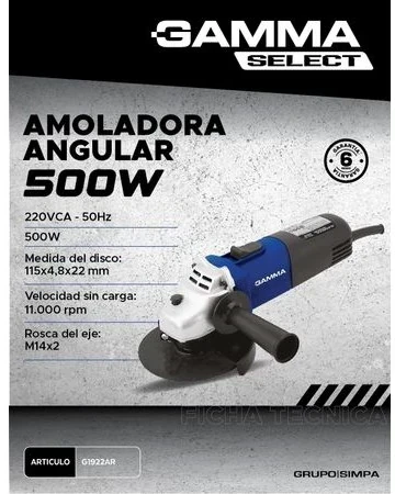 AMOLADORA ANGULAR 500W GAMA SELECT