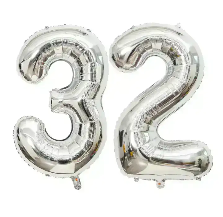 Globo numero metalizado plata 32 pulgadas 