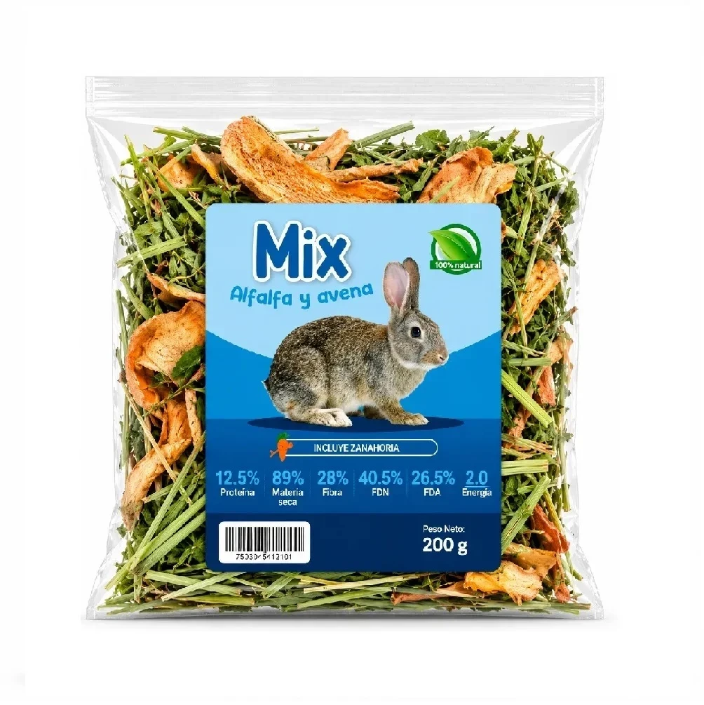 Heno Mix Para Conejos X 200 Gramos – Alimento Complementario Rico En Fibra