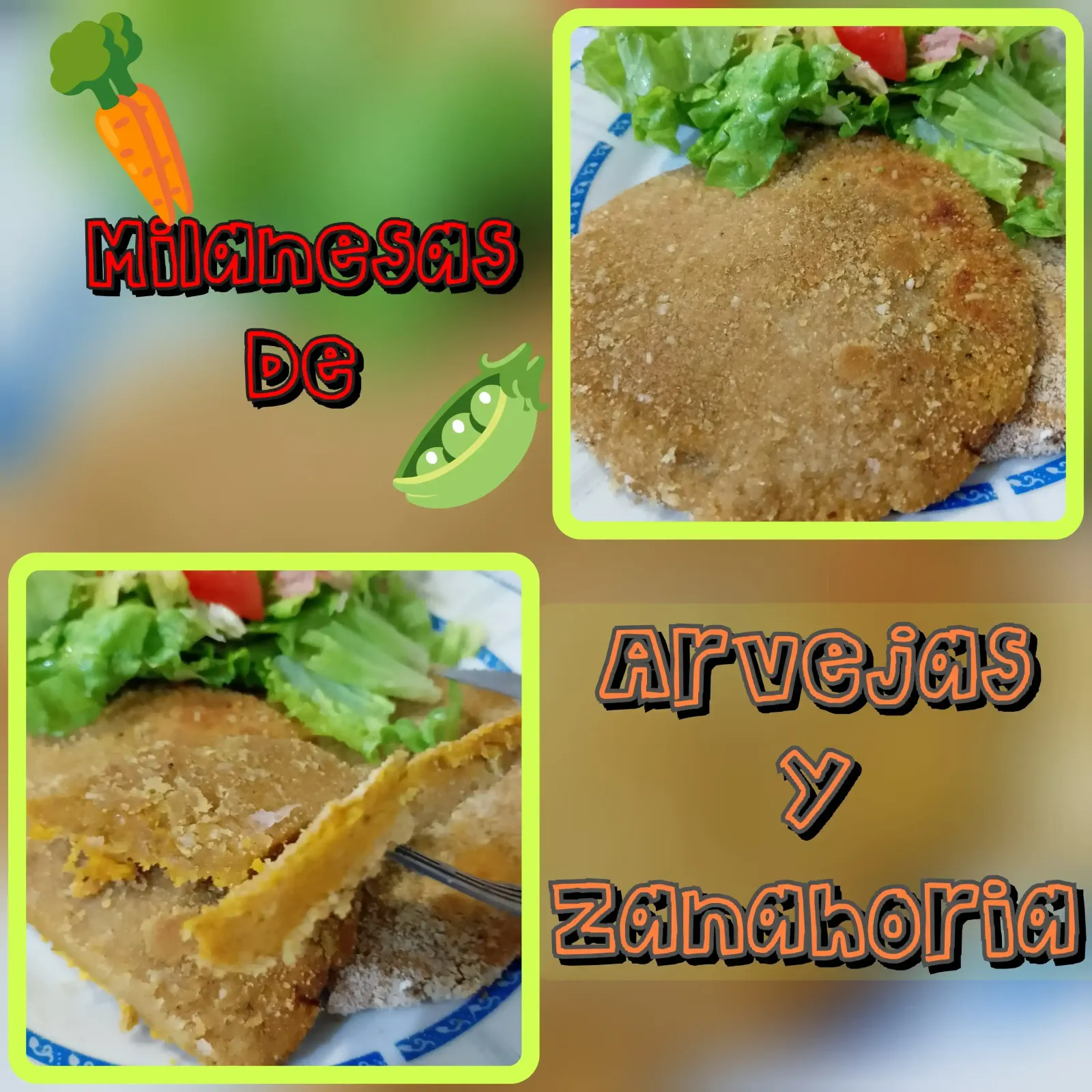 Milanesas de arvejas🫛 y zanahoria 🥕 x 2