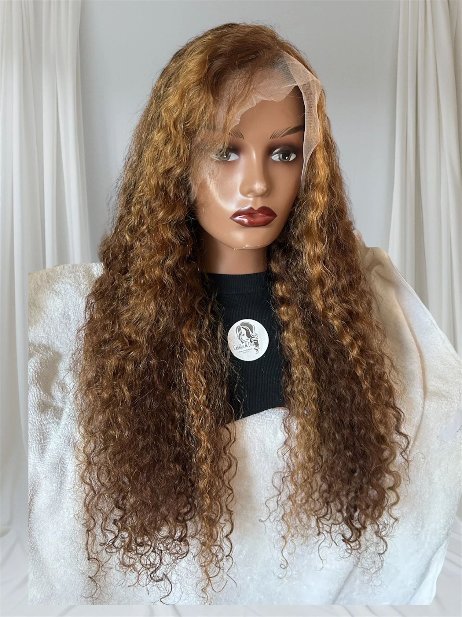 Pelucas de cabello humano  Rizada de 30” con encaje frontal de 13x4 30 pulgadas, color 4/27, peluca frontal de encaje HD, densidad del 180%,  2