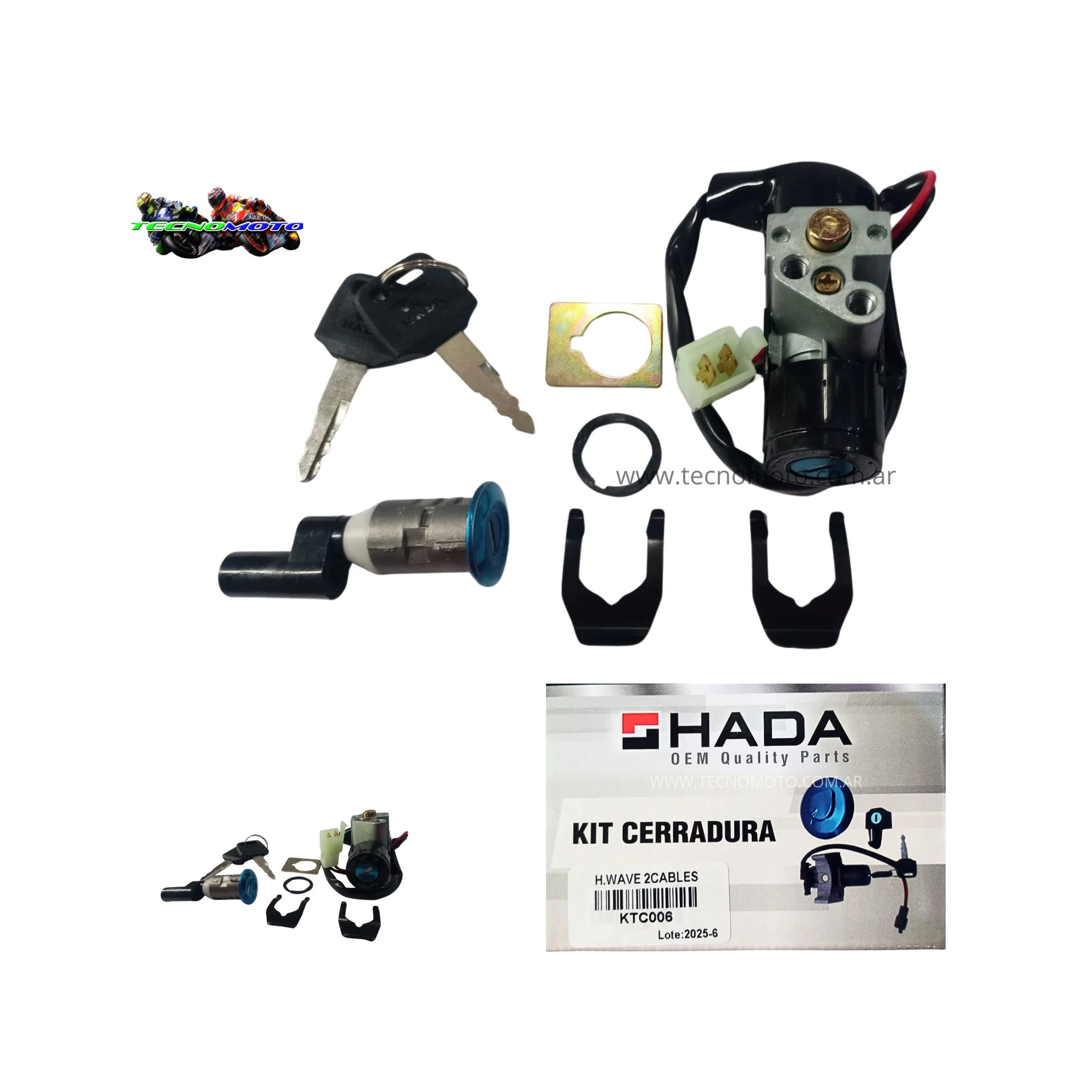 KIT CERRADURA HONDA 100 WAVE 2 CABLES [HADA] -47998