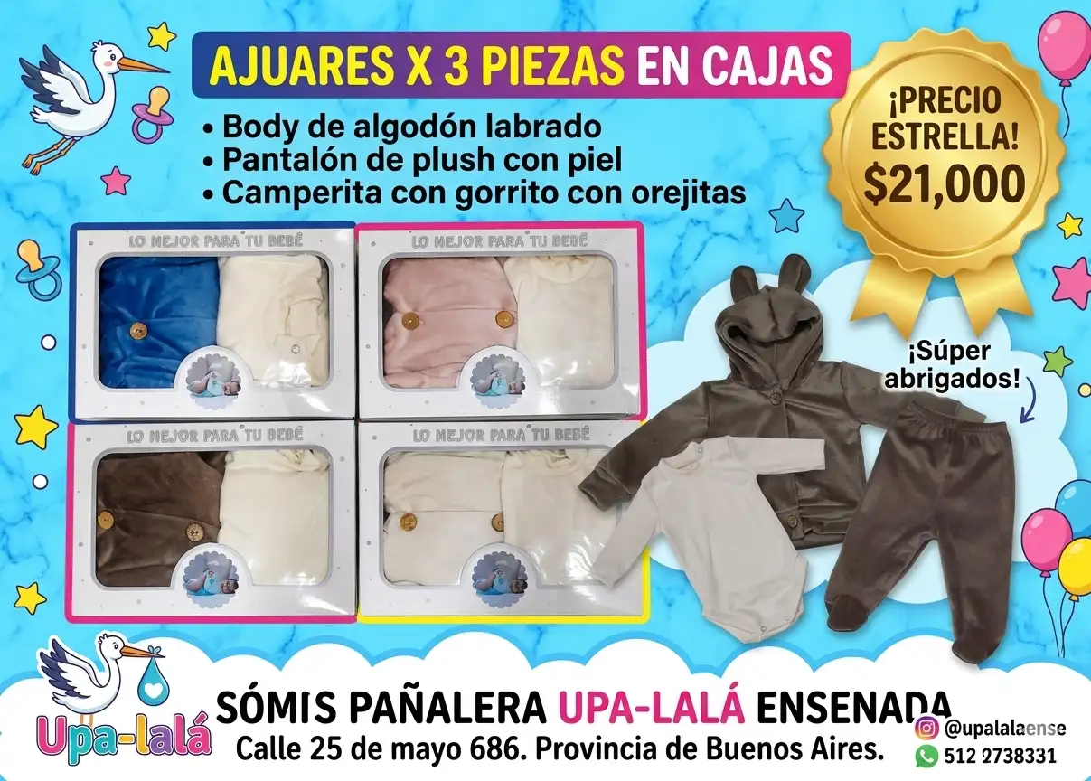 Ajuar x 3 Piezas de plush con piel