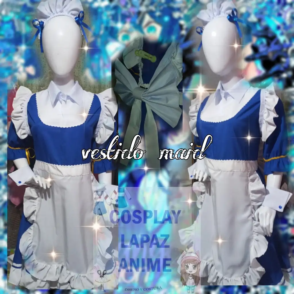 Maid blanco azul  2