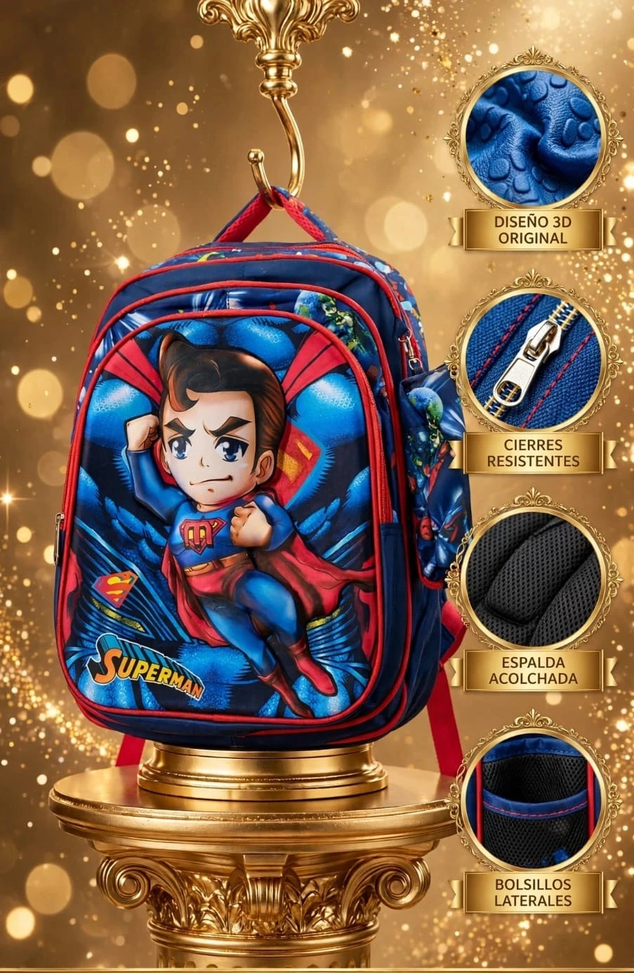 MOCHILA INFANTIL SUPERMAN – DISEÑO 3D