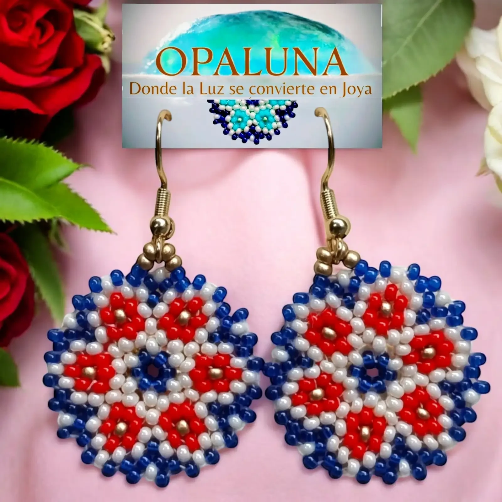 Aretes con Chaquiras Flor