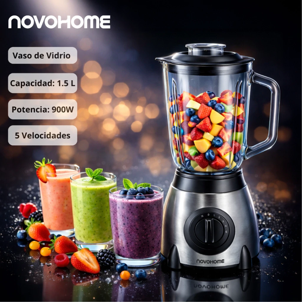 LICUADORA NOVOHOME 1.5LTS JARRA DE VIDRIO 