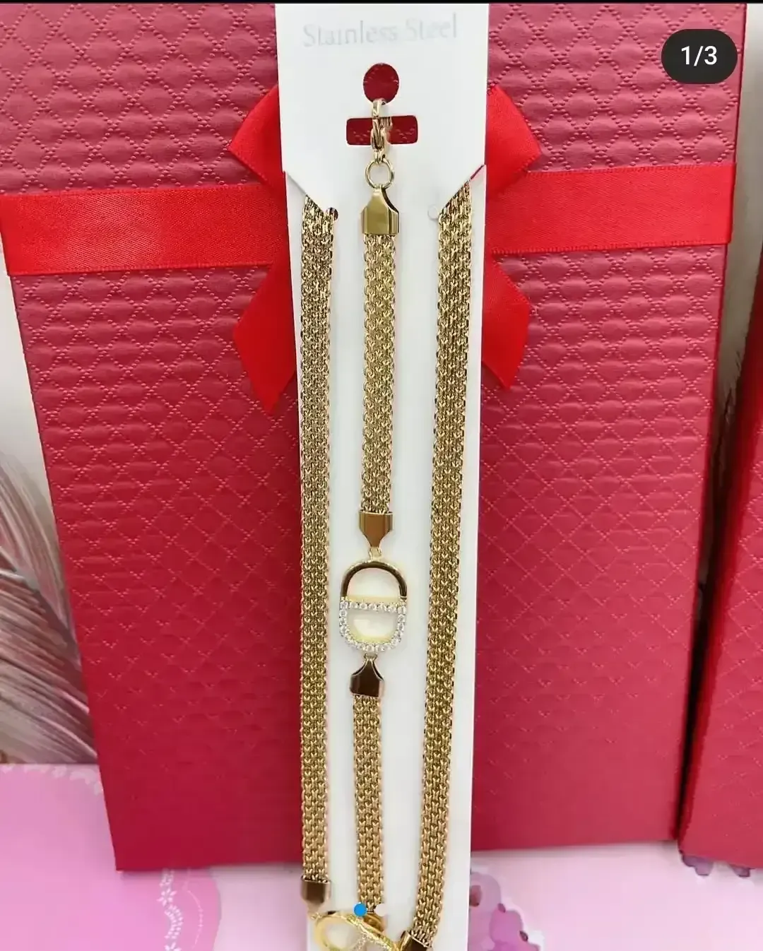 Cadena de Damas con aretes y Guillo Chapado en Oro 14K  3