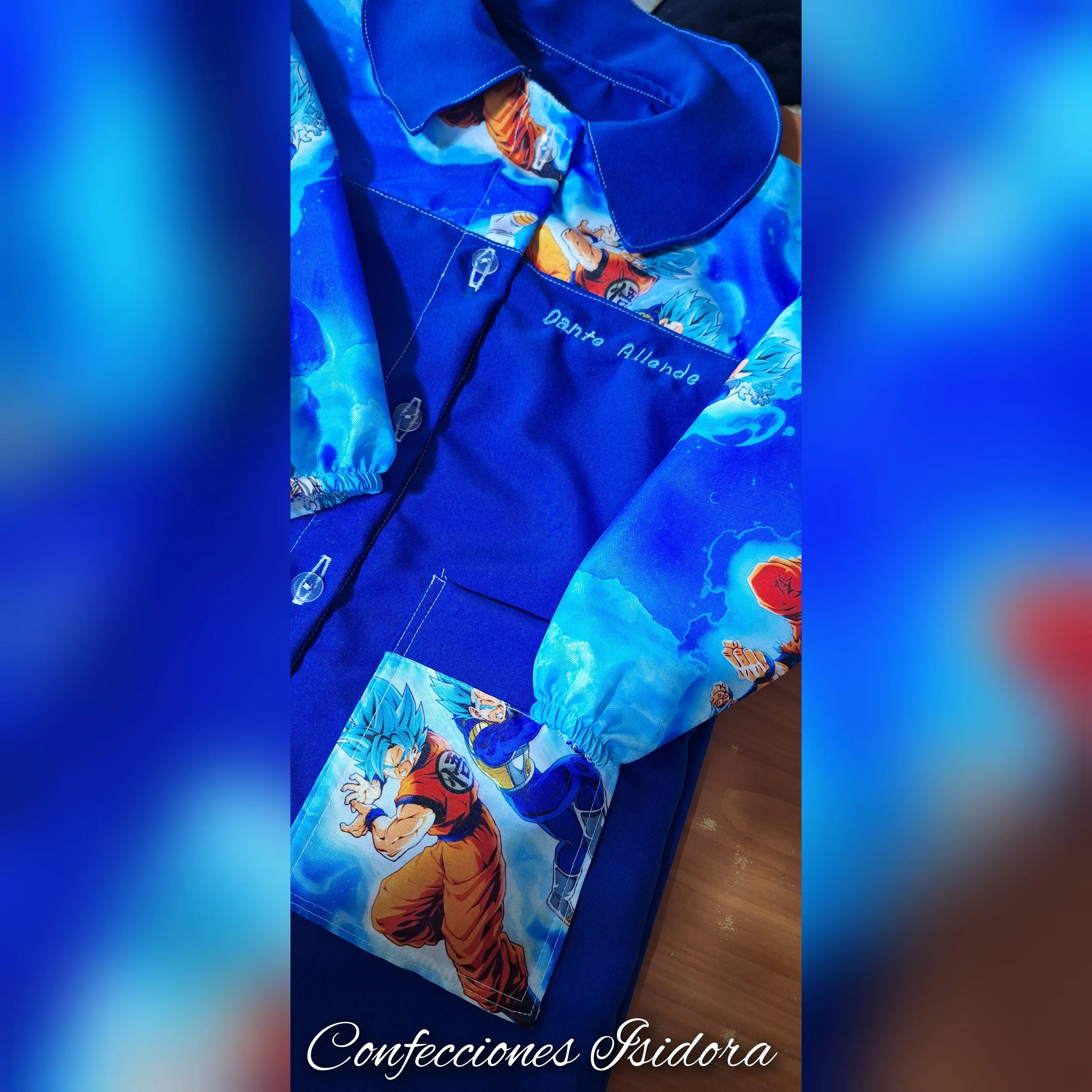 Delantal dragon ball , azul rey 2