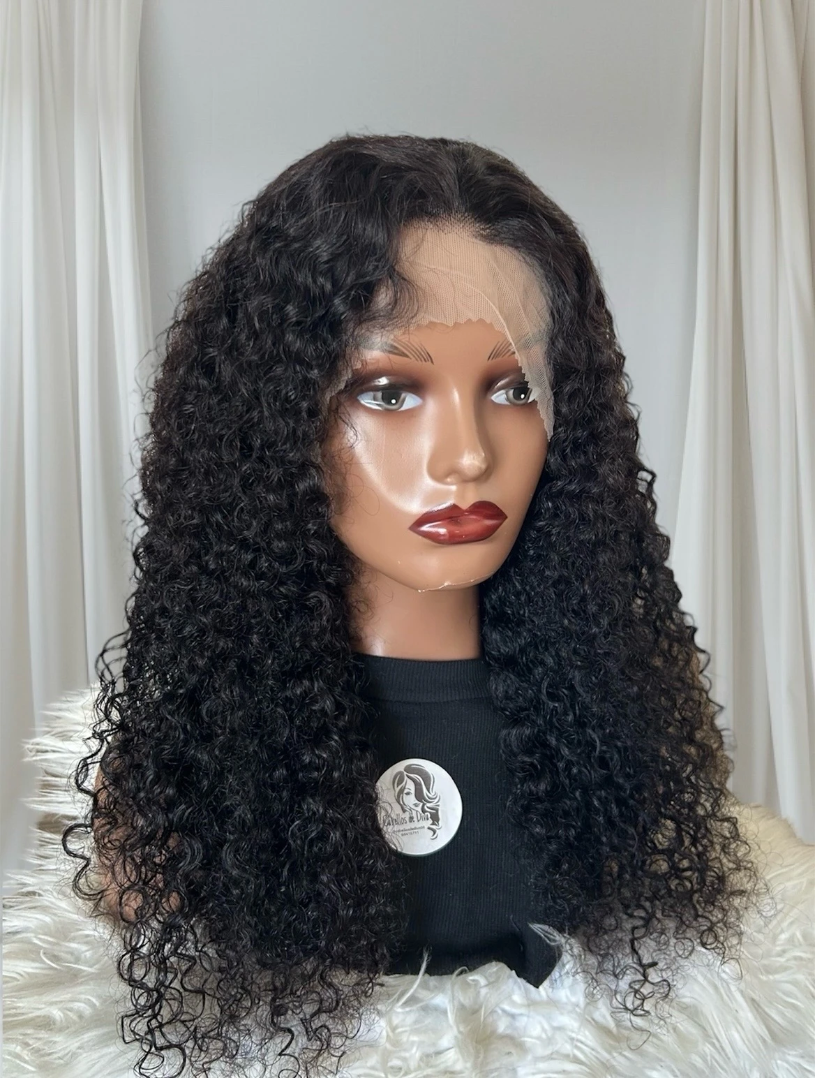 peluca Kinky curly cabello humano de 24 pulgadas, frontal lace 13x4  3
