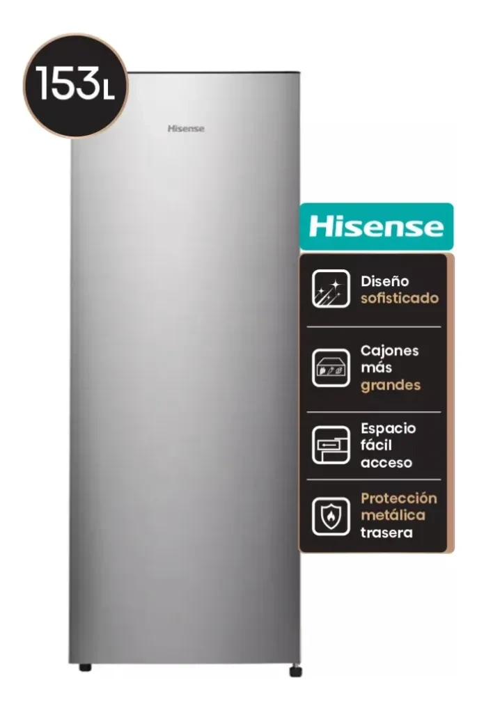 Freezer Vertical Hisense Rs-20dcs 153 L Color Plateado